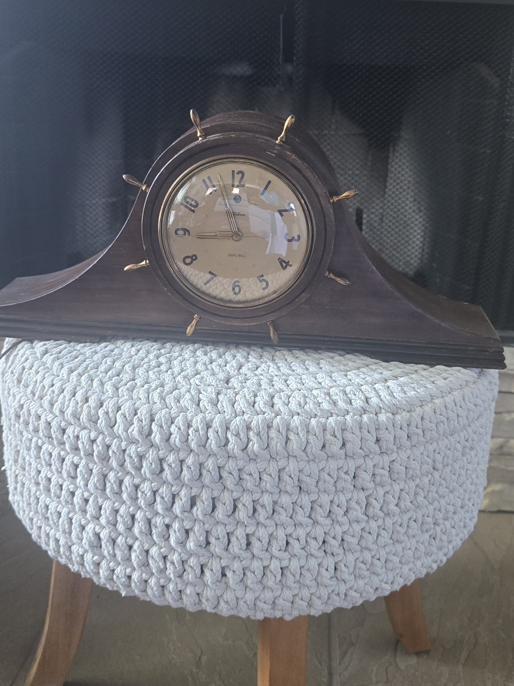 Ship's Bell Wood Mantel Clock